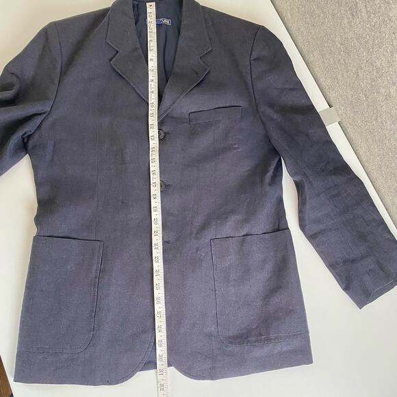 Structure Mens Linen Blazer Sport Coat Size 38 Blue Unstructured Pockets - Picture 9 of 15